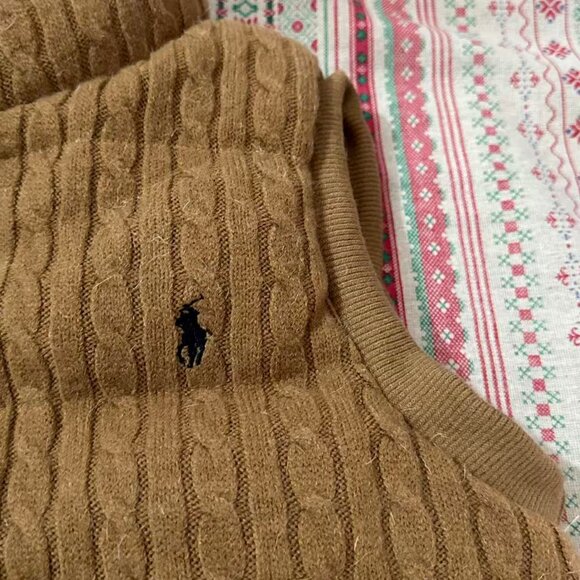 Ralph Lauren Brown Cable Knit Down Vest - Picture 3 of 7